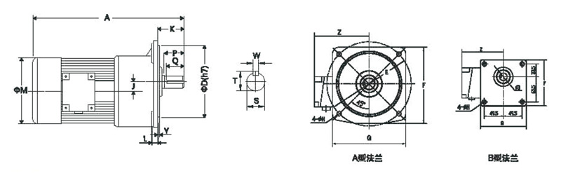 GV立式三相缩框型(刹车)减速马达齿轮减速电机图纸